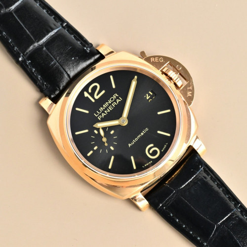 파네라이 루미노르 두에 41mm 자동 기계식 가죽 스트랩 워치