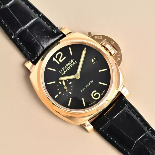 파네라이 루미노르 두에 41mm 자동 기계식 가죽 스트랩 워치