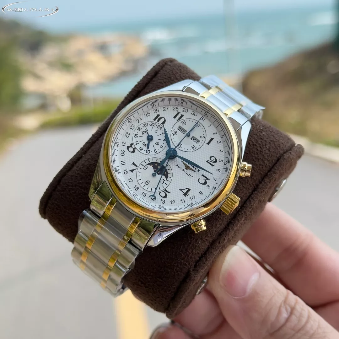 론진 마스터 문페이즈 42mm 스테인리스 오토매틱 워치 상세 이미지 3