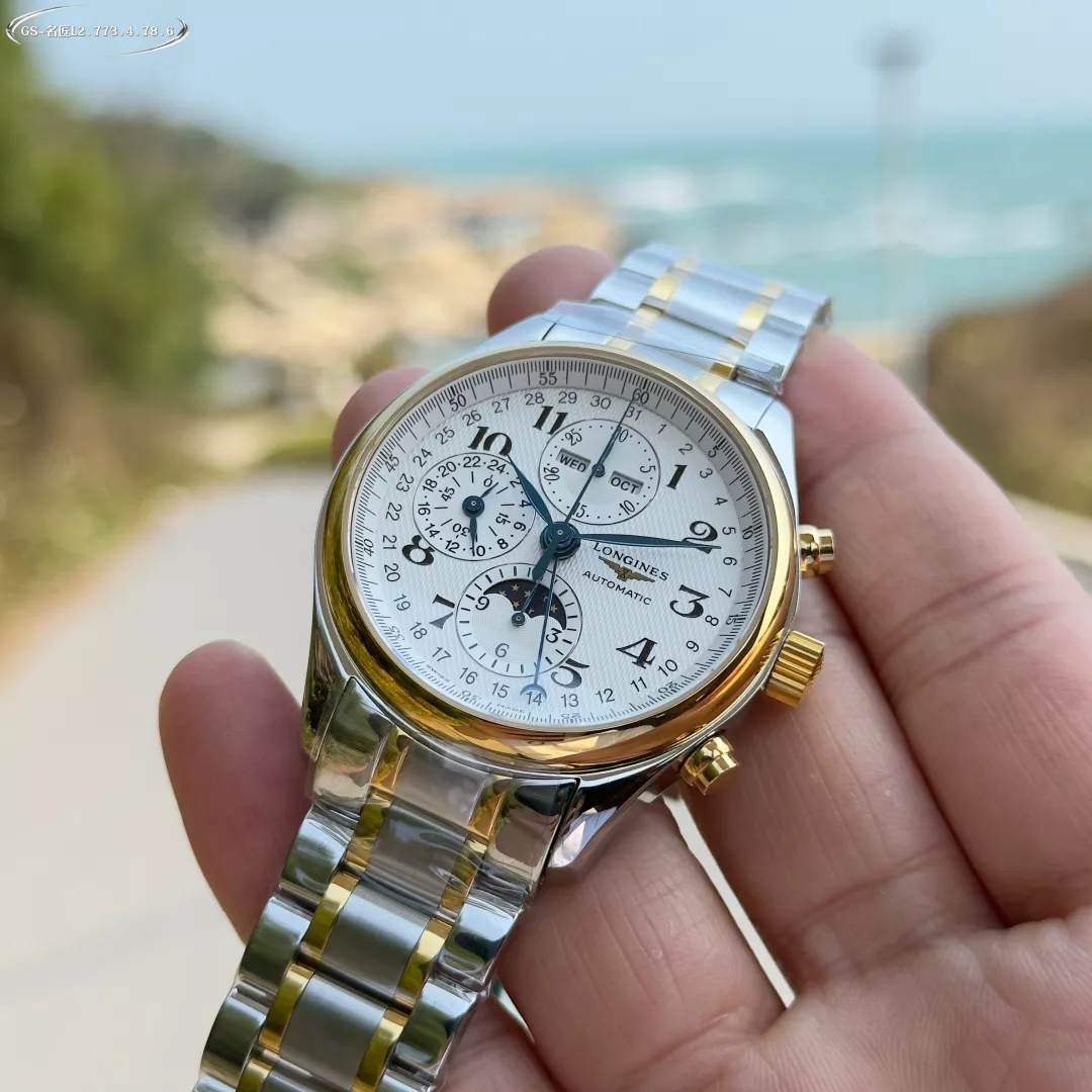 론진 마스터 문페이즈 42mm 스테인리스 오토매틱 워치 상세 이미지 4