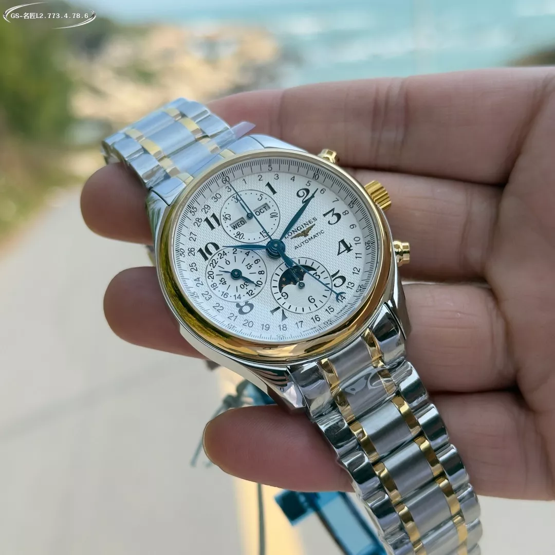 론진 마스터 문페이즈 42mm 스테인리스 오토매틱 워치 상세 이미지 7