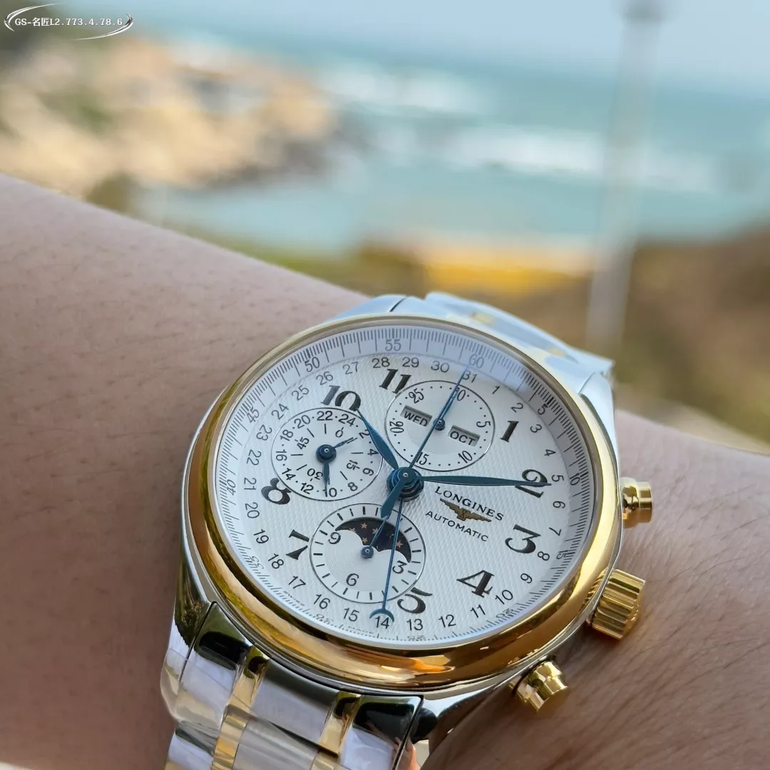 론진 마스터 문페이즈 42mm 스테인리스 오토매틱 워치 상세 이미지 5