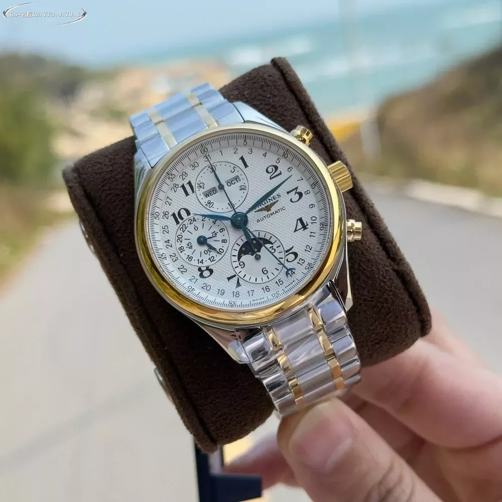 론진 마스터 문페이즈 42mm 스테인리스 오토매틱 워치