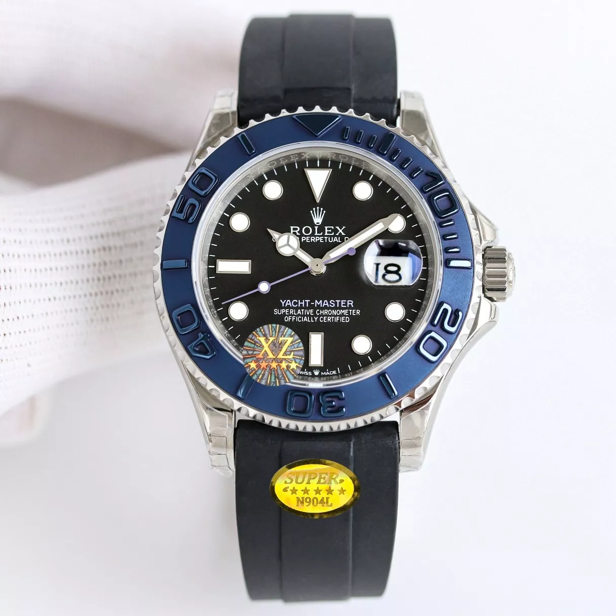 롤렉스 요트마스터 40mm 블루 베젤 러버 스트랩 워치 상세 이미지 3