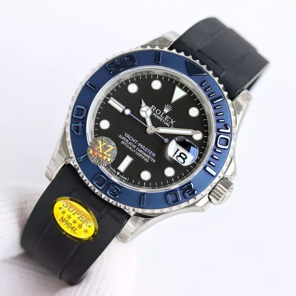 롤렉스 요트마스터 40mm 블루 베젤 러버 스트랩 워치
