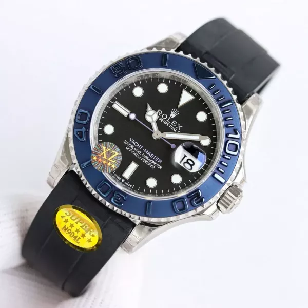 롤렉스 요트마스터 40mm 블루 베젤 러버 스트랩 워치
