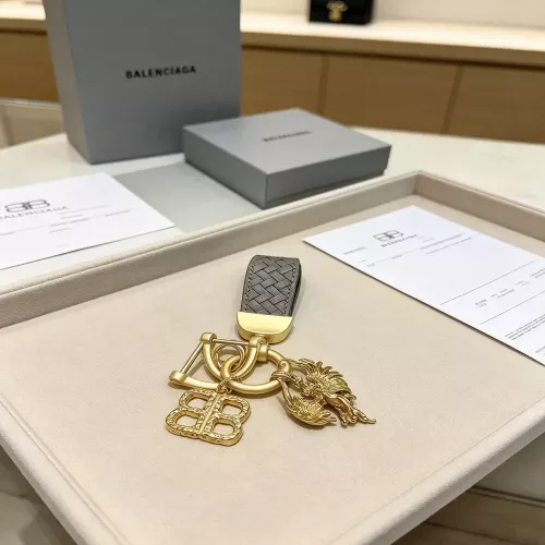 발렌시아가 빈티지 골드 참 장식 가죽 스트랩 키링