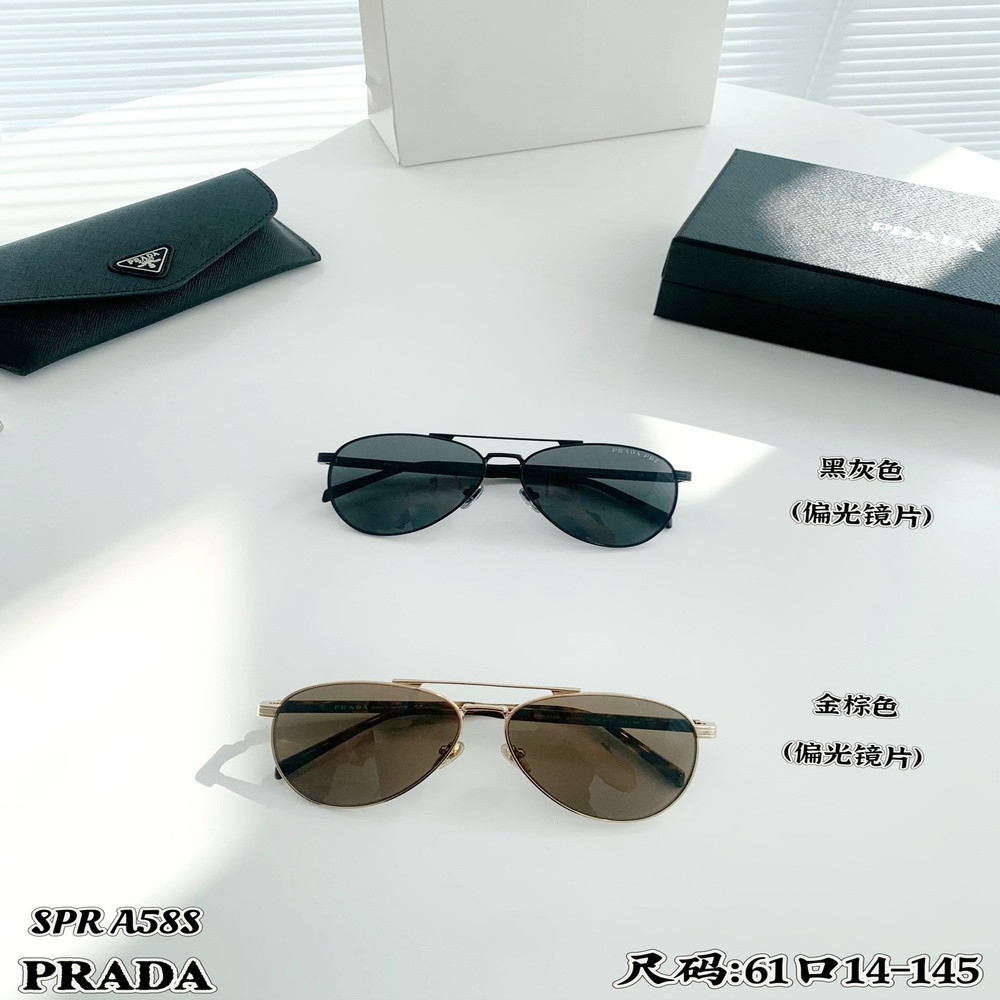 프라다 SPRA58S 편광 렌즈 메탈 에비에이터 선글라스