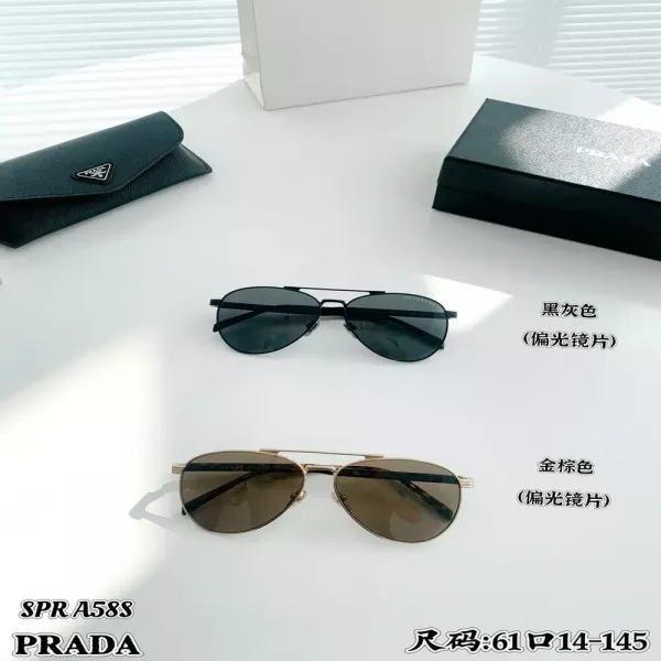 프라다 SPRA58S 편광 렌즈 메탈 에비에이터 선글라스