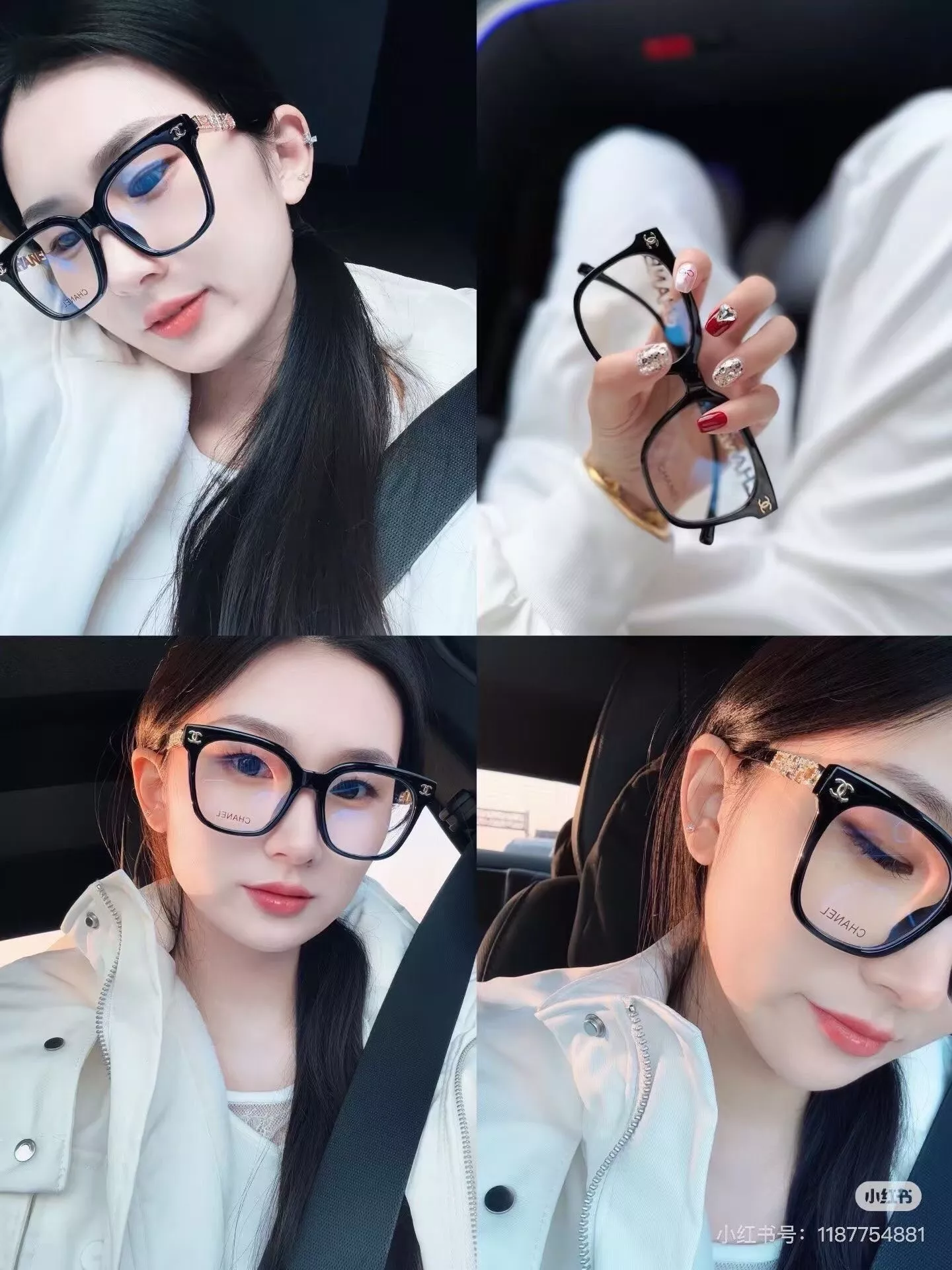샤넬 로고 포인트 나일론 스퀘어 블루라이트 안경 상세 이미지 11