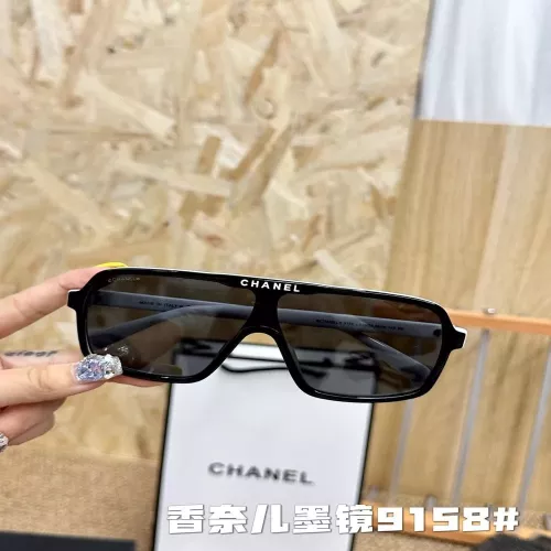 샤넬 로고 포인트 편광 렌즈 쉴드 선글라스