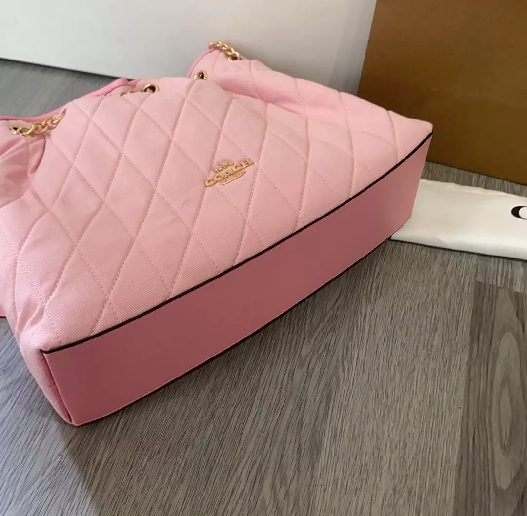 코치 에블린 중형 오일왁스 퀼팅 숄더백 상세 이미지 7