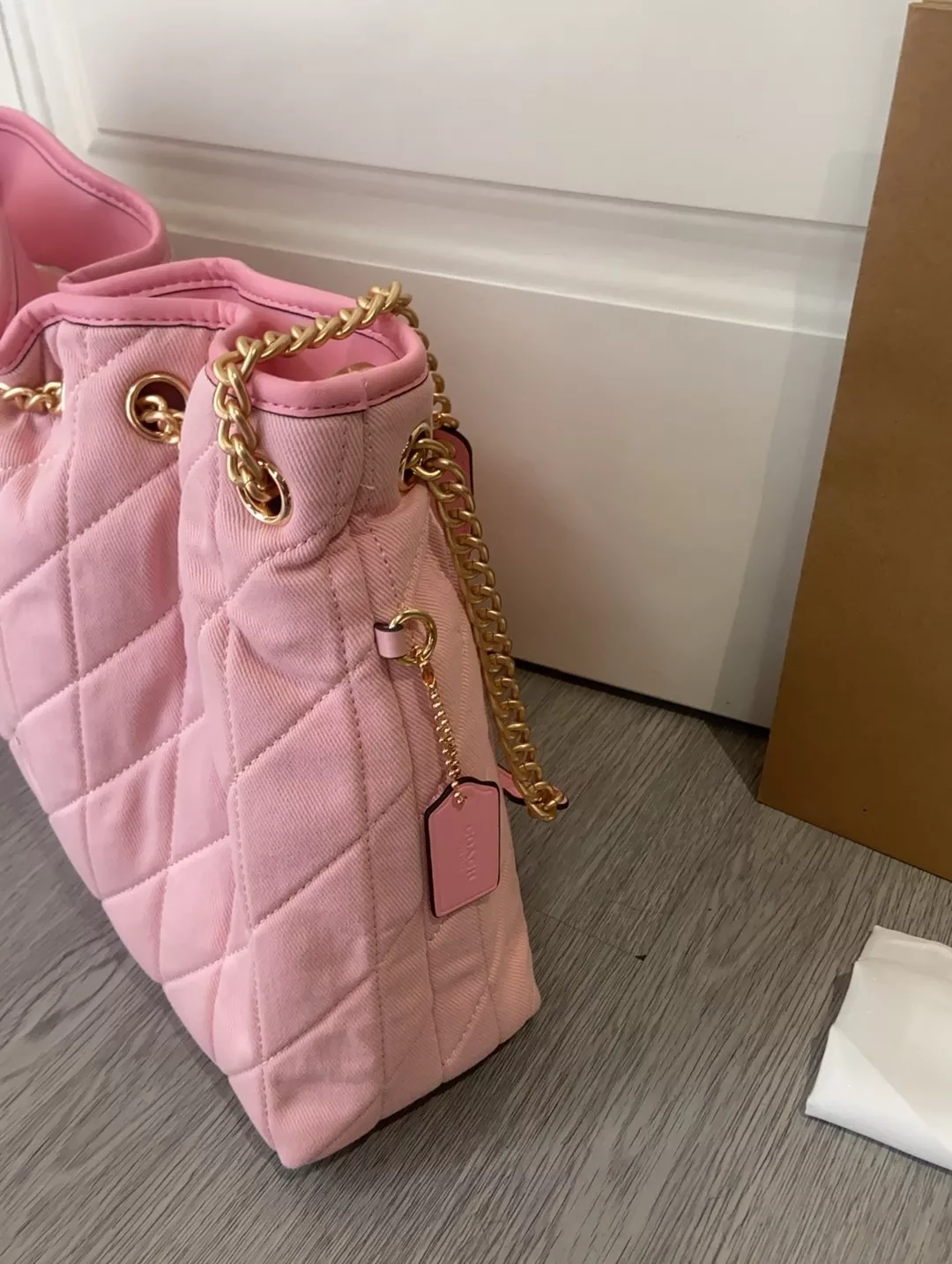 코치 에블린 중형 오일왁스 퀼팅 숄더백 상세 이미지 6