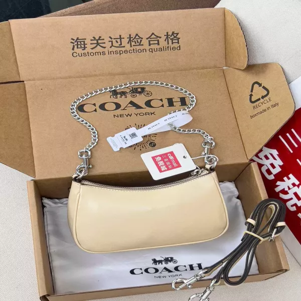 코치 테리 미니 체인 스트랩 C로고 지퍼 숄더백