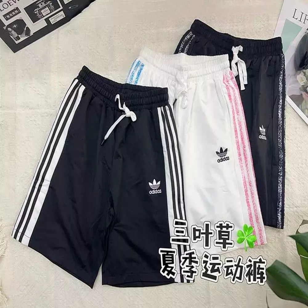 아디다스 삼선 자수 로고 폴리에스터 하프 팬츠