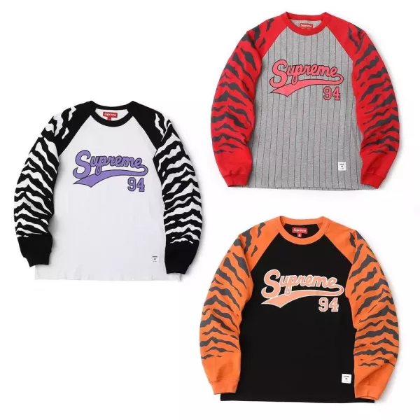 슈프림 타이거 래글런 로고 프린트 긴소매 티셔츠