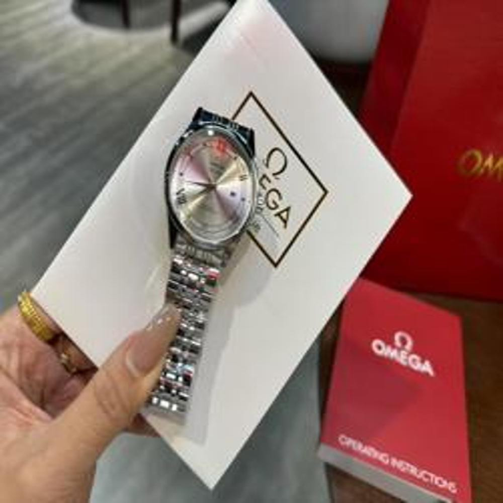오메가 그라데이션 실버핑크 40mm 쿼츠 남성 시계
