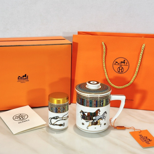 에르메스 뚜껑형 본차이나 티컵 필터 티캐니스터 세트