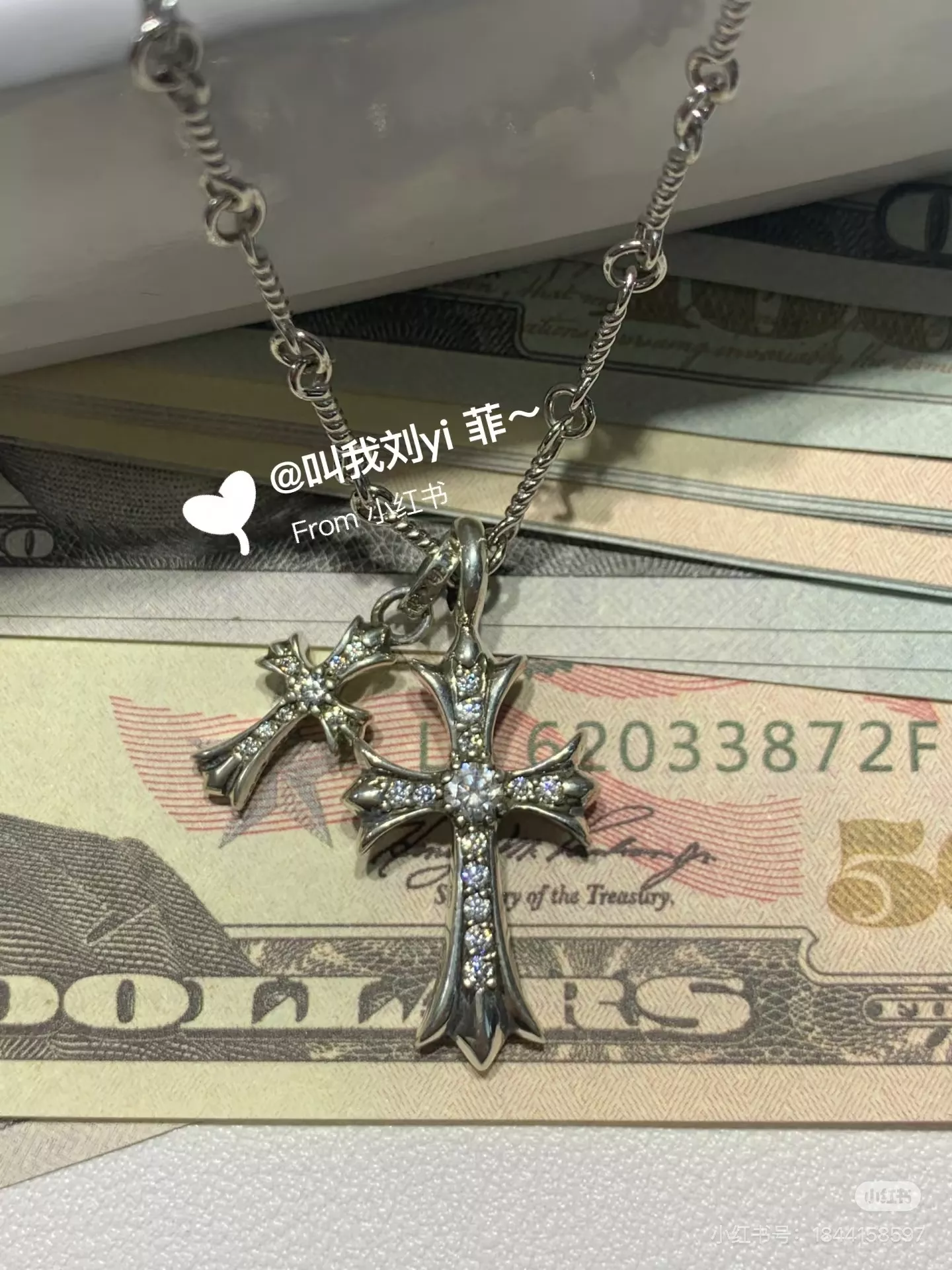 크롬하츠 크로스 펜던트 18K 천연 다이아 목걸이 상세 이미지 10