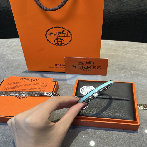 에르메스 H 레터 오벌 에나멜 뱅글 팔찌