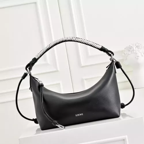 로에베 칼라 브레이드 핸들 가죽 숄더백