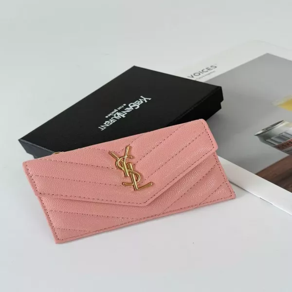 입생로랑 퀼팅 YSL 로고 플랩 지퍼 카드지갑