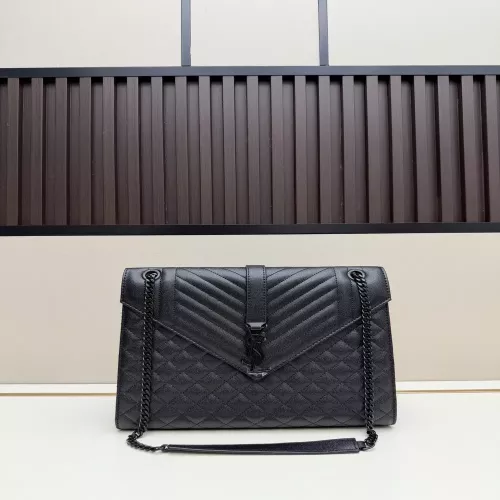 입생로랑 인터로킹 YSL 로고 볼그레인 체인 숄더백