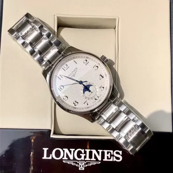 론진 마스터 컬렉션 문페이즈 40mm 오토매틱 메탈 워치