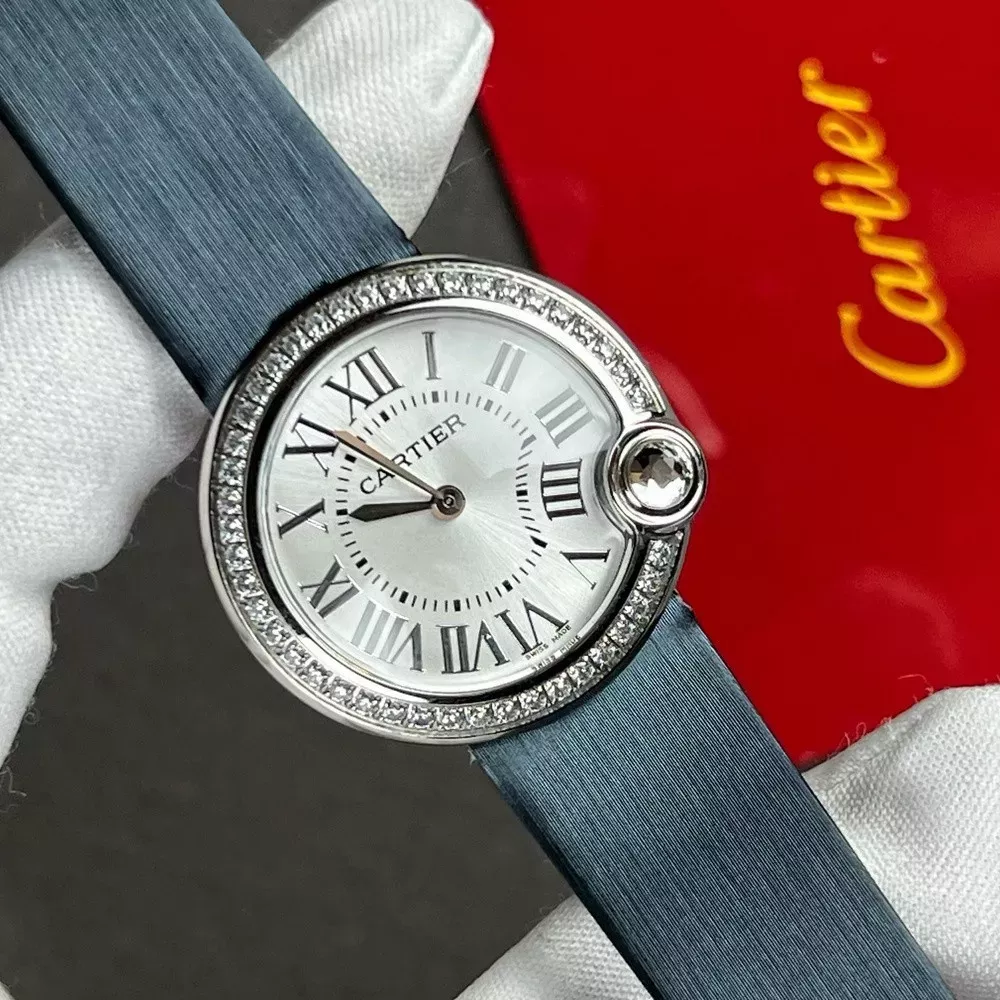까르띠에 발롱블랑 드 까르띠에 30mm 쿼츠 가죽 워치