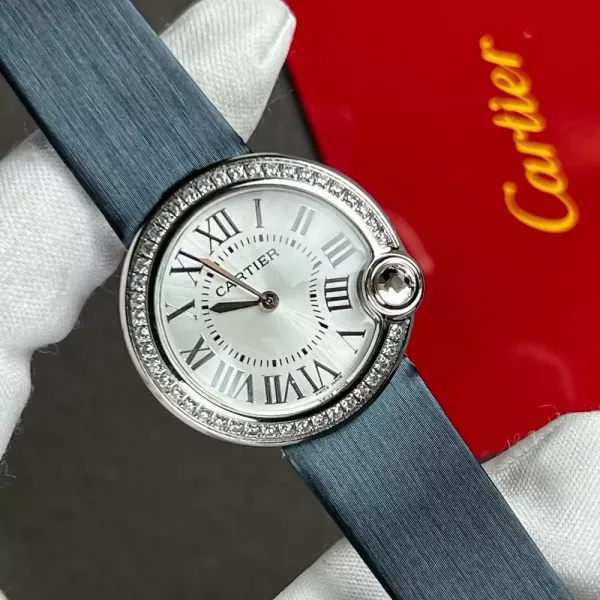 까르띠에 발롱블랑 드 까르띠에 30mm 쿼츠 가죽 워치