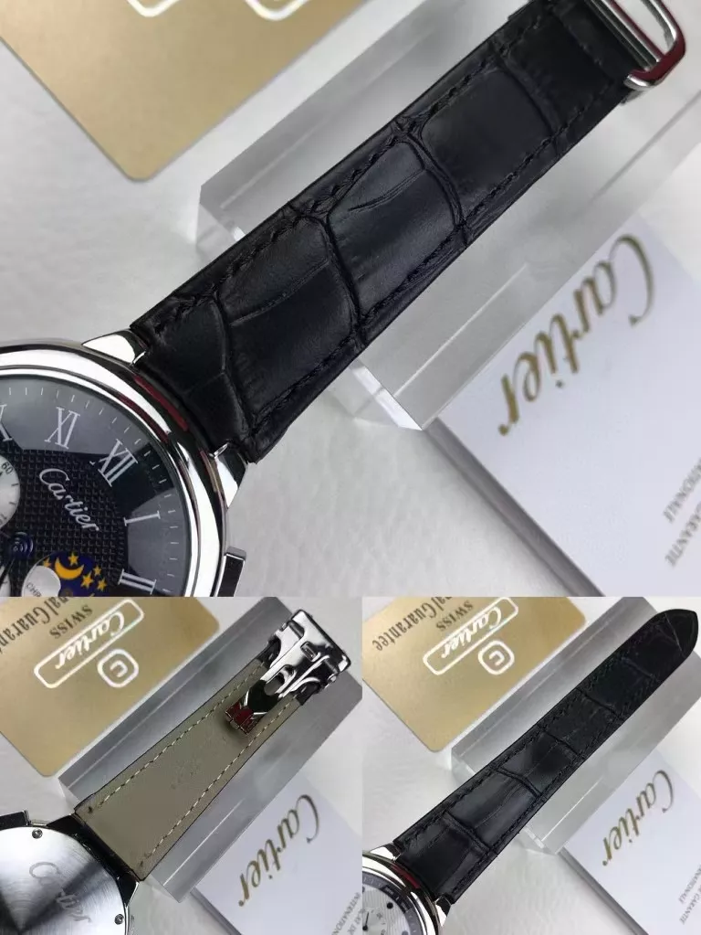 까르띠에 블루 벌룬 일월성문 크로노그래프 43mm 가죽 워치 상세 이미지 9