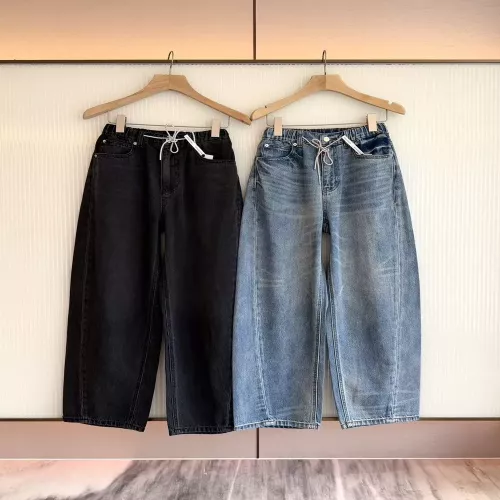 알렉산더왕 스톤 장식 드로스트링 배럴핏 데님 팬츠