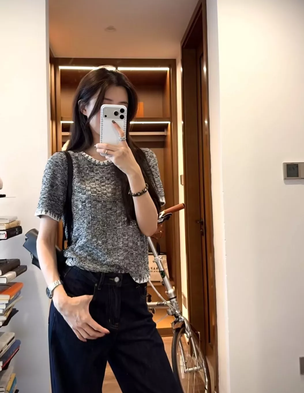 샤넬 텐셀 린넨 블렌드 위빙 텍스처 반소매 니트 상세 이미지 29