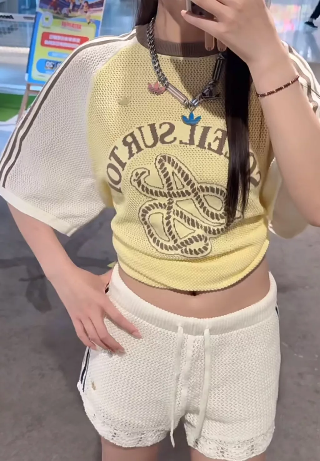 아디다스 삼선 배색 라글란 펀칭 반소매 니트 상세 이미지 27
