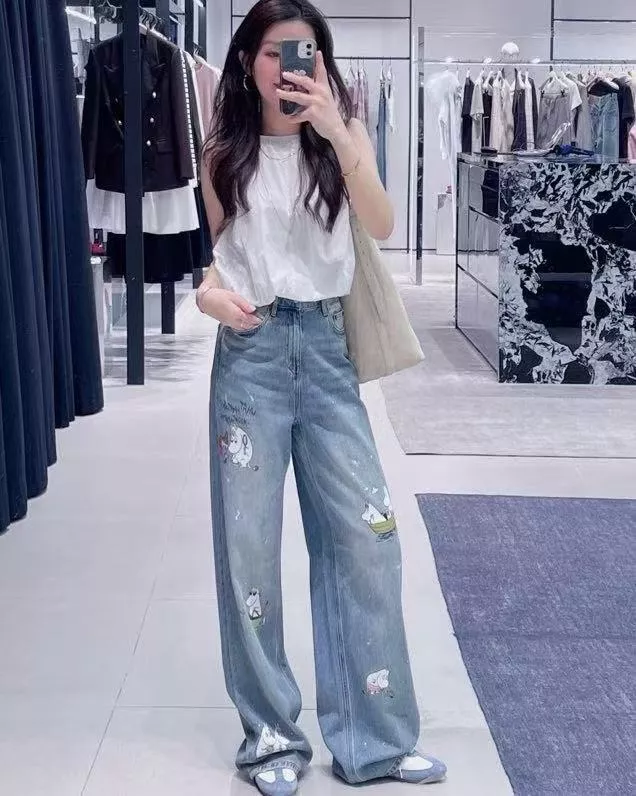 모앤코 무민 하마 캐릭터 프린트 데님 롱 팬츠 상세 이미지 18