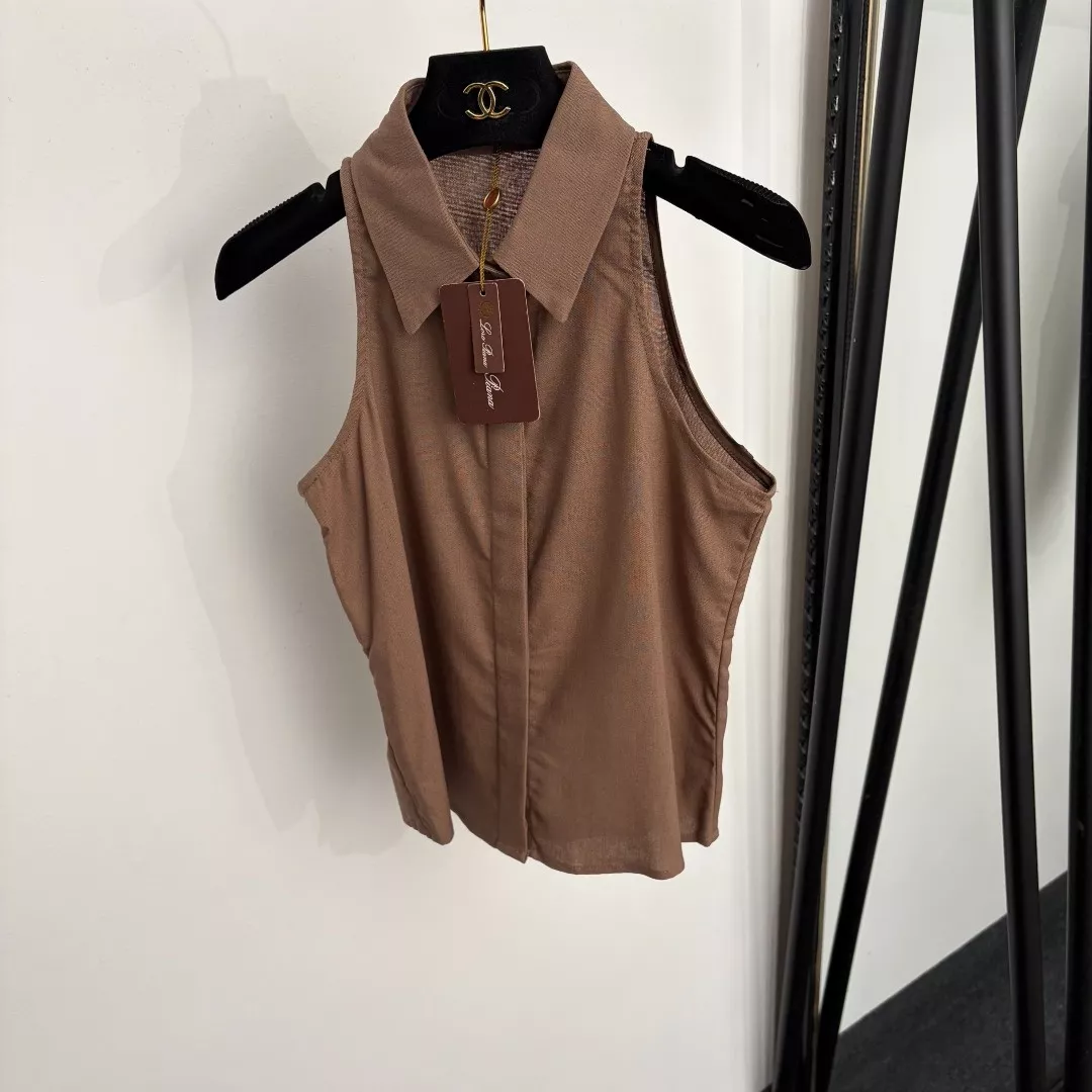 로로피아나 민소매 플랩 칼라 와이드 팬츠 셋업 상세 이미지 2
