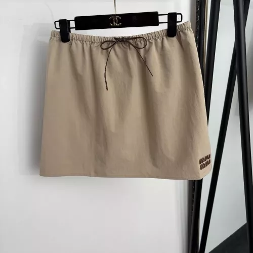 미우미우 로고 패치 밴딩 미니 스커트