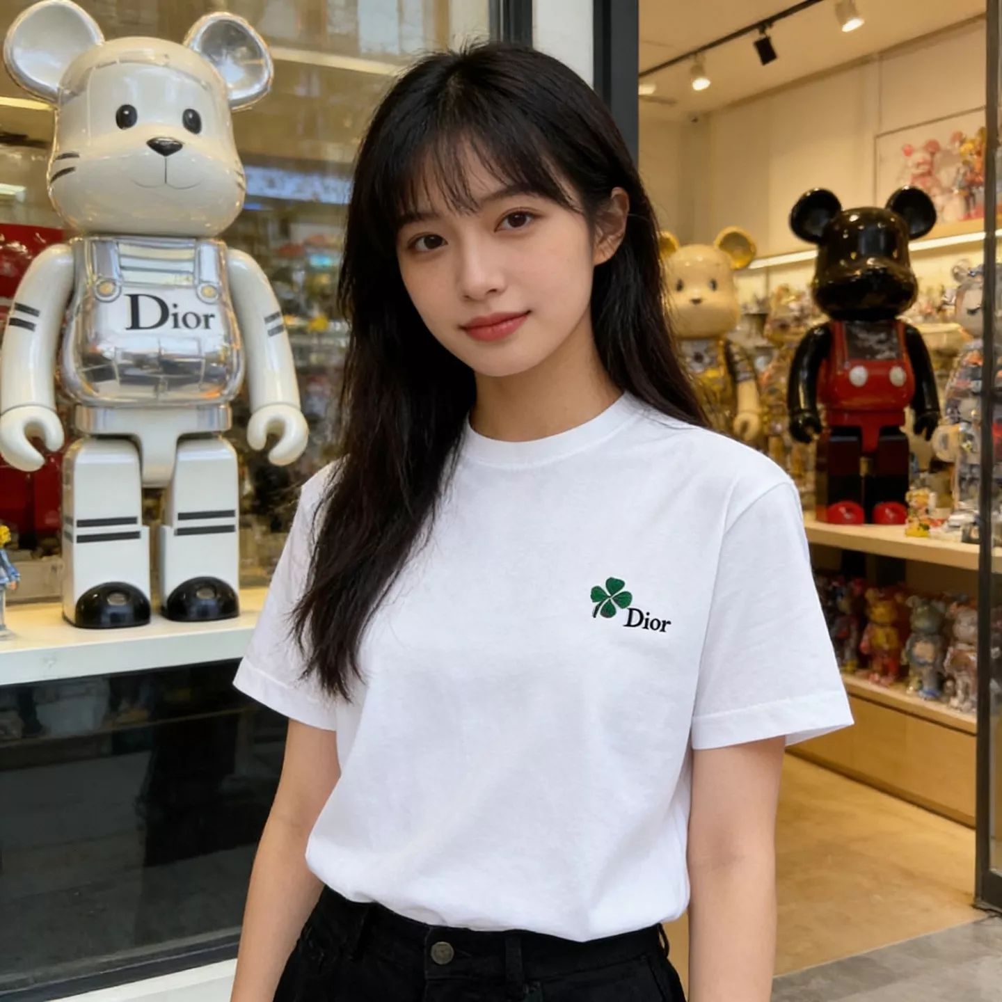 디올 네잎클로버 자수 코튼 반소매 티셔츠 상세 이미지 11