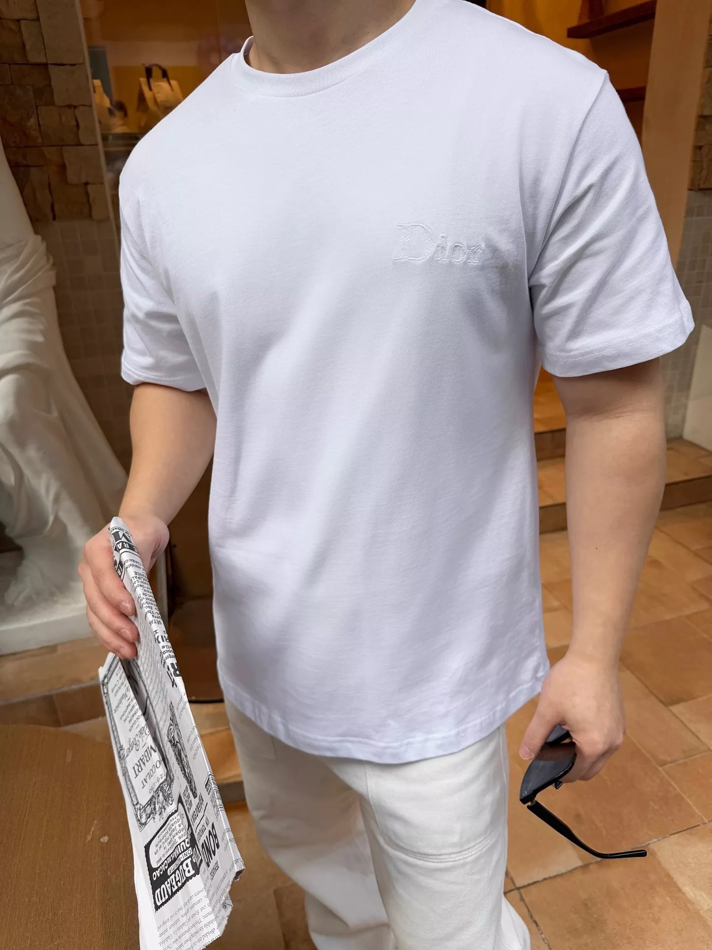디올 로고 자수 루즈핏 코튼 반소매 티셔츠 상세 이미지 11