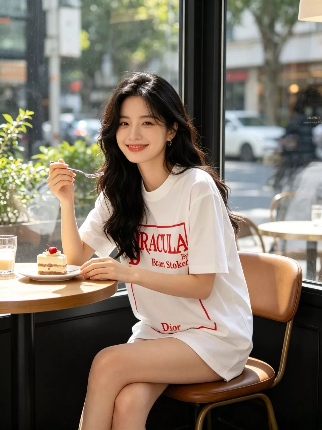 디올 드라큘라 북커버 레드 프레임 레터링 반소매 티셔츠 상세 이미지 11