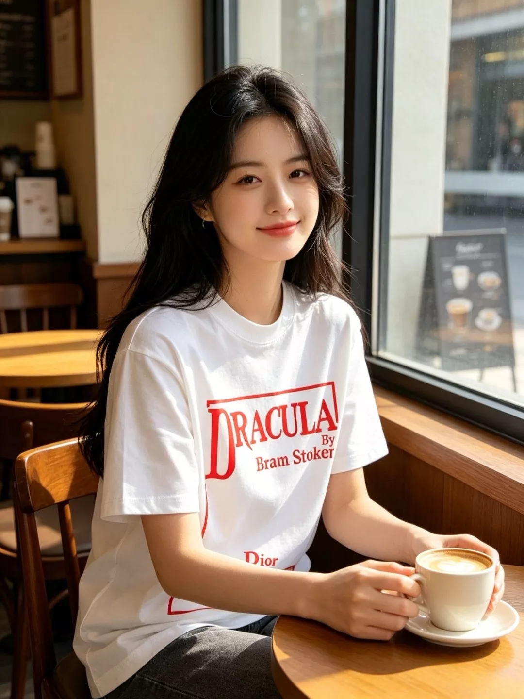 디올 드라큘라 북커버 레드 프레임 레터링 반소매 티셔츠 상세 이미지 13