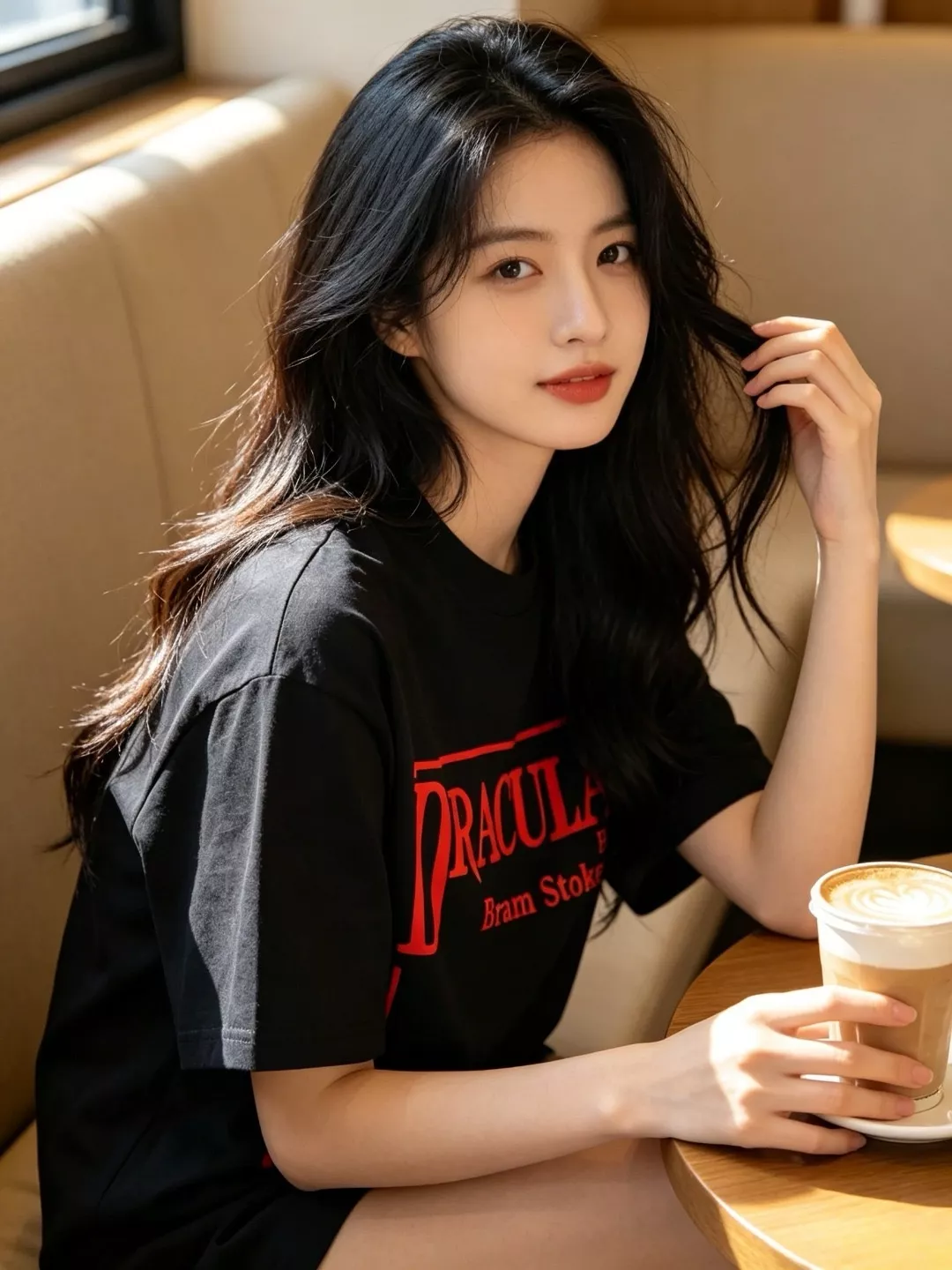 디올 드라큘라 북커버 레드 프레임 레터링 반팔 티셔츠 상세 이미지 12
