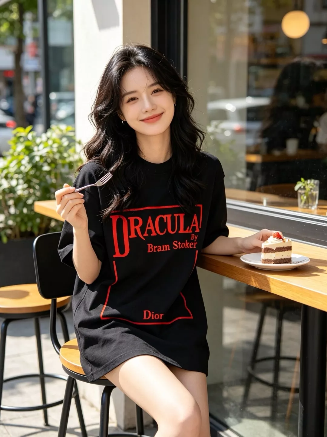 디올 드라큘라 북커버 레드 프레임 레터링 반팔 티셔츠 상세 이미지 13