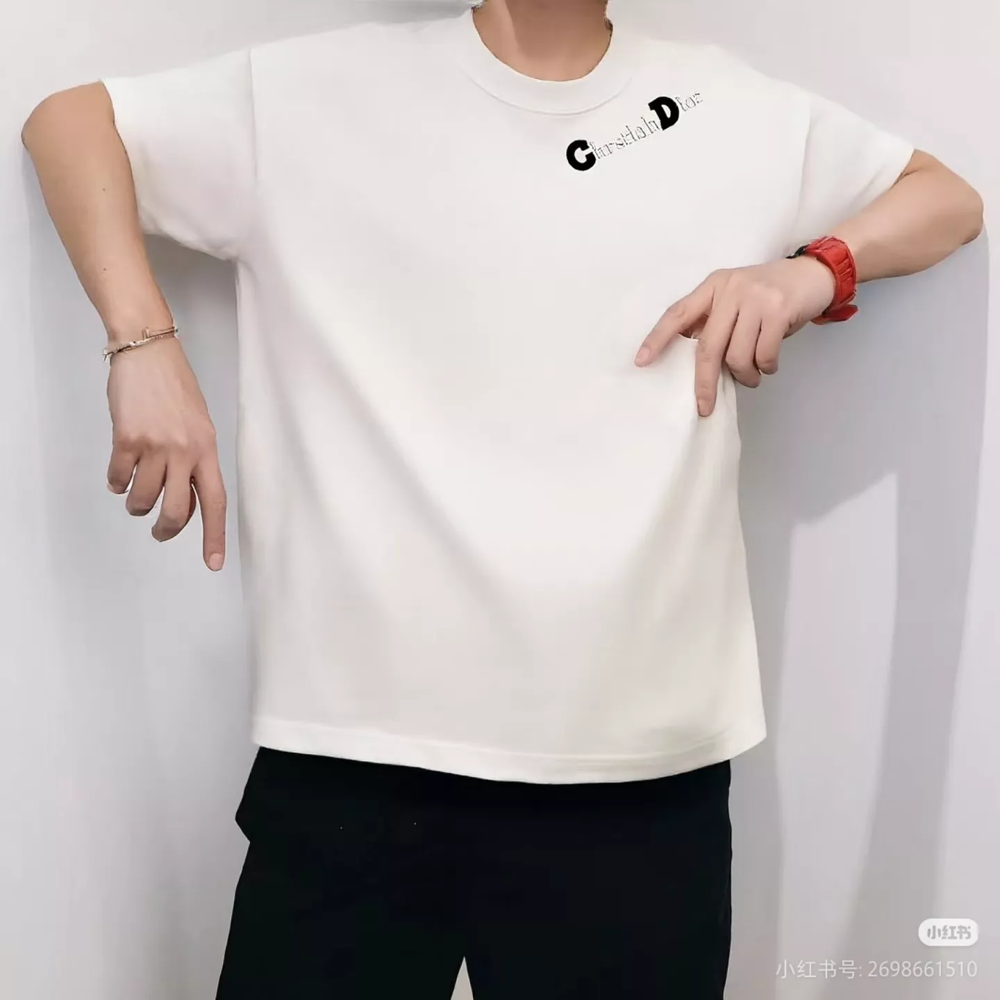 디올 CD 로고 레터링 자수 코튼 반소매 티셔츠 상세 이미지 14