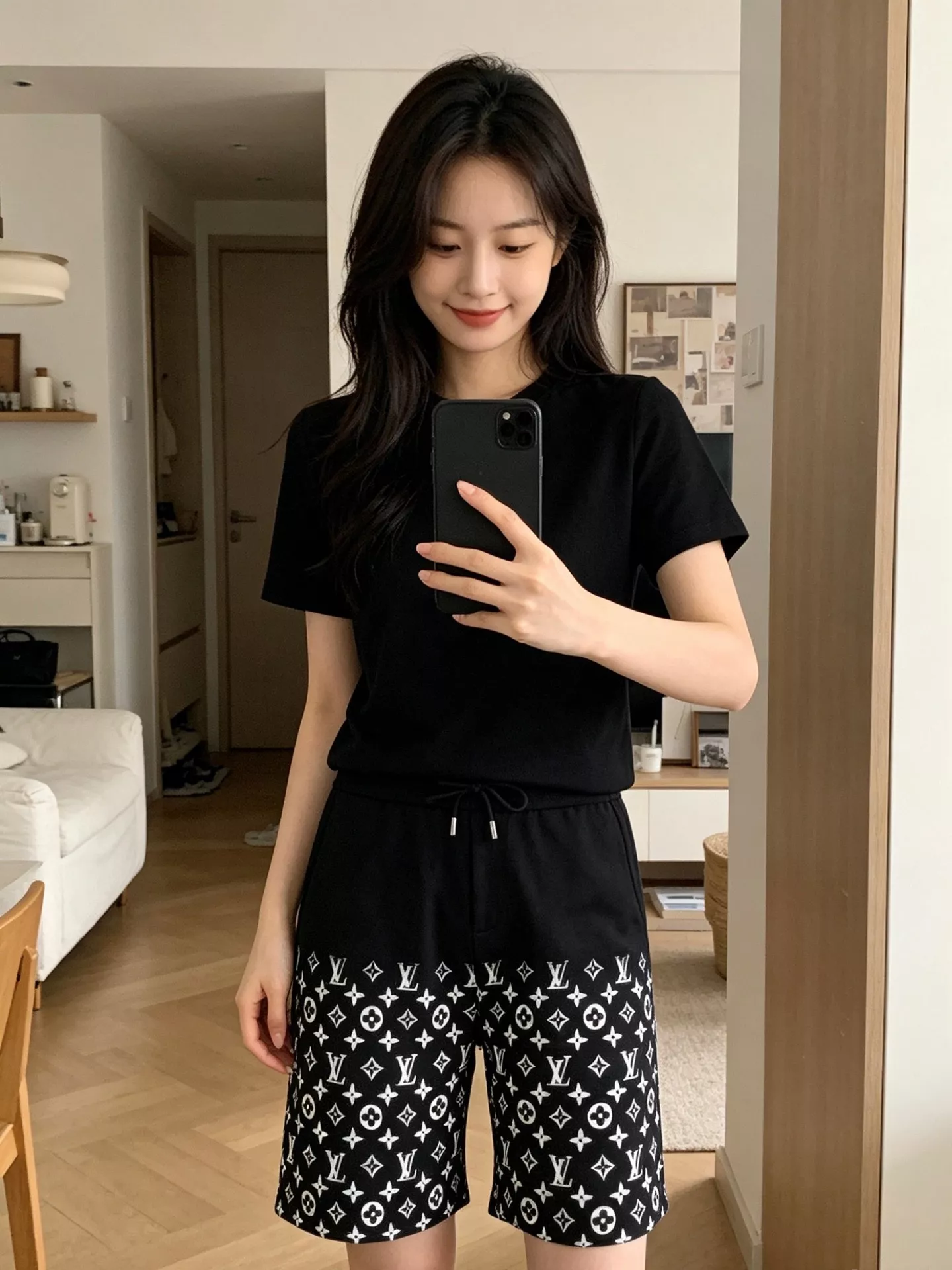 루이비통 모노그램 반폭 패턴 자수 하프 팬츠 상세 이미지 11