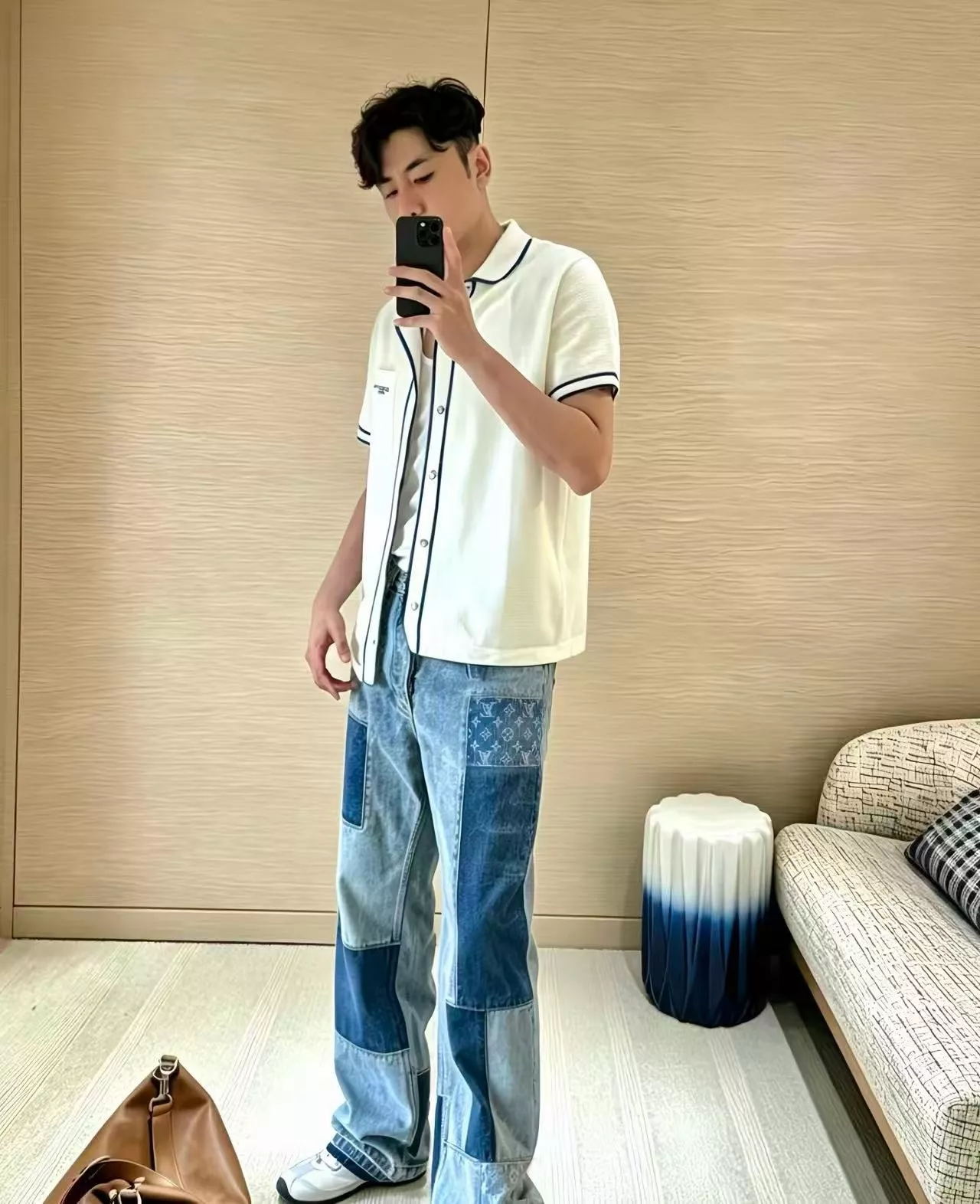 루이비통 모노그램 패치워크 워싱 스케이트 데님 팬츠 상세 이미지 12