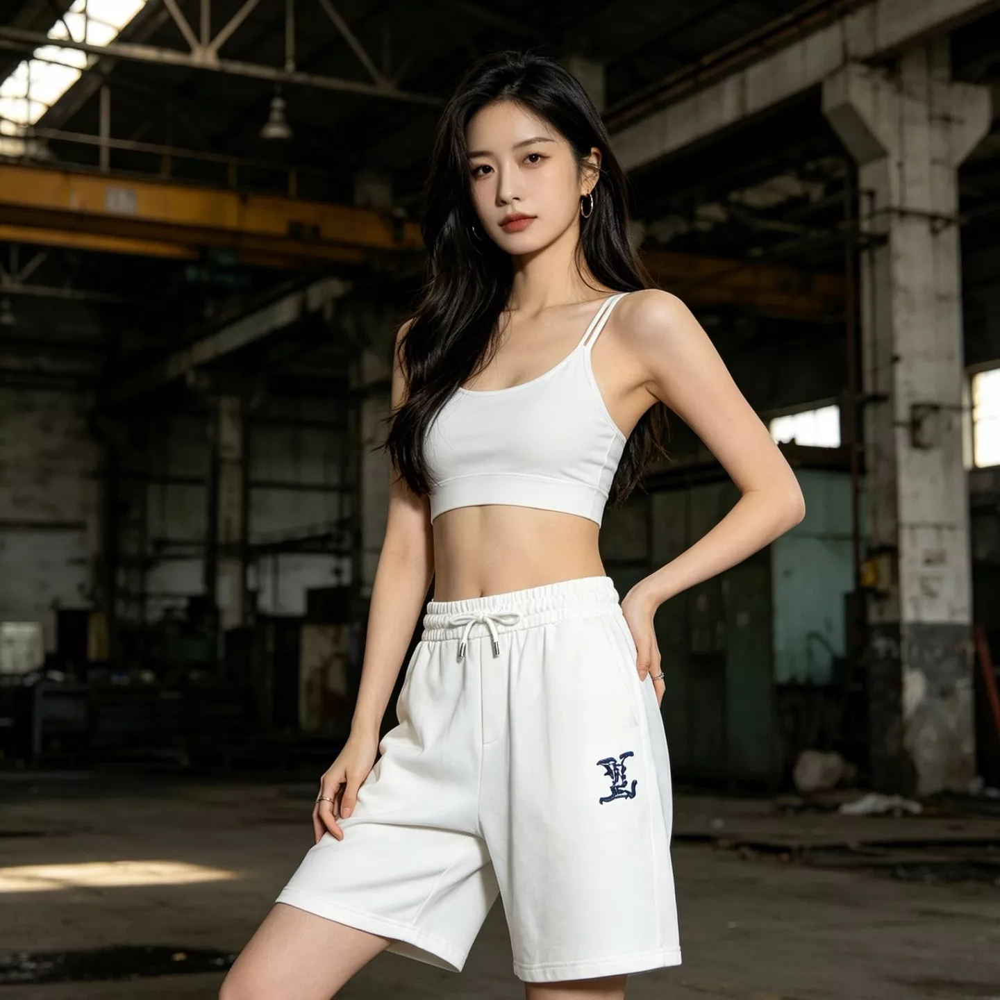 루이비통 블루 레터 로고 자수 밴딩 쇼츠 상세 이미지 12