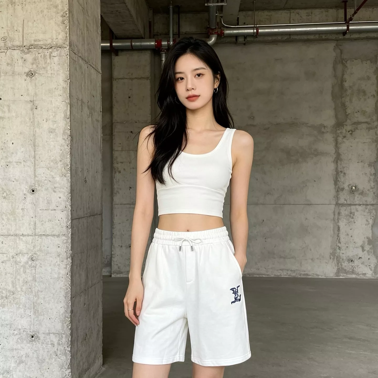 루이비통 블루 레터 로고 자수 밴딩 쇼츠 상세 이미지 14