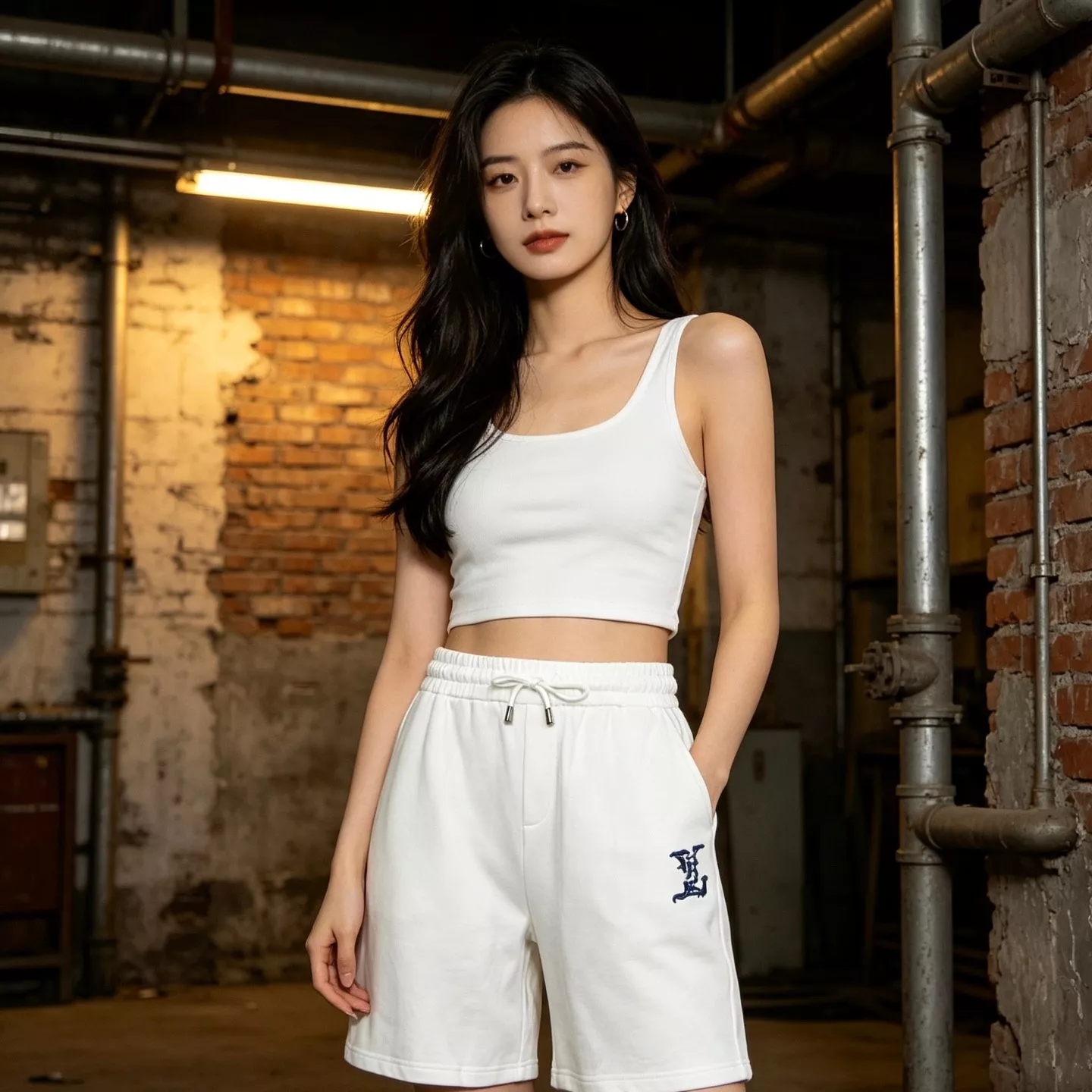 루이비통 블루 레터 로고 자수 밴딩 쇼츠 상세 이미지 11