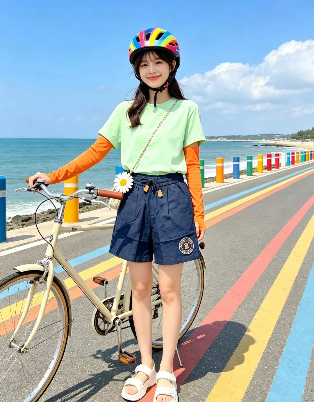 루이비통 원형 패치 린넨 텐셀 드로스트링 반바지 상세 이미지 20